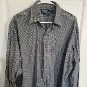 Polo large black / white checked long sleeve shirt